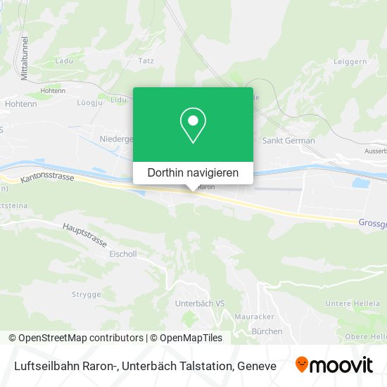 Luftseilbahn Raron-, Unterbäch Talstation Karte