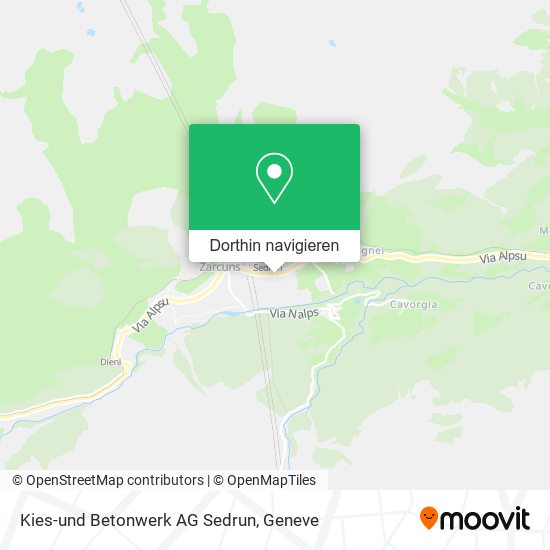 Kies-und Betonwerk AG Sedrun Karte