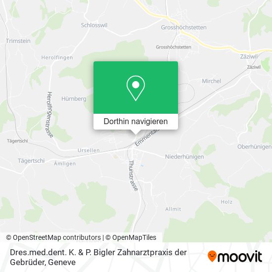 Dres.med.dent. K. & P. Bigler Zahnarztpraxis der Gebrüder Karte