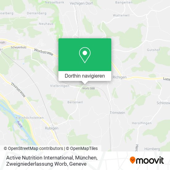 Active Nutrition International, München, Zweigniederlassung Worb Karte