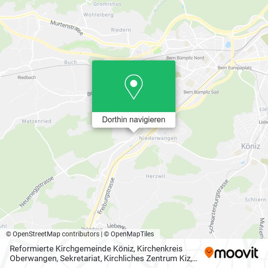 Reformierte Kirchgemeinde Köniz, Kirchenkreis Oberwangen, Sekretariat, Kirchliches Zentrum Kiz Karte