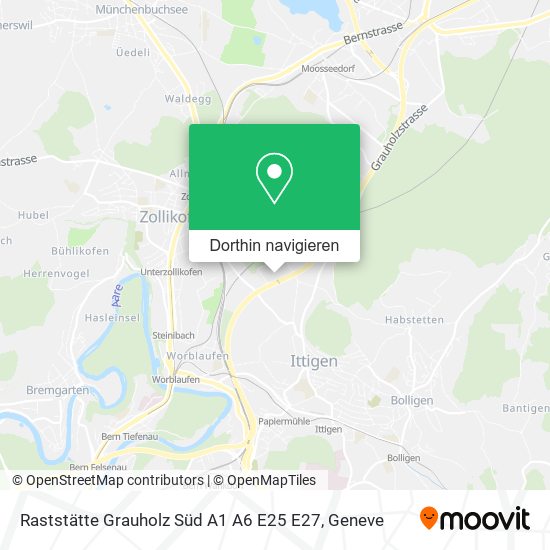 Raststätte Grauholz Süd A1 A6 E25 E27 Karte