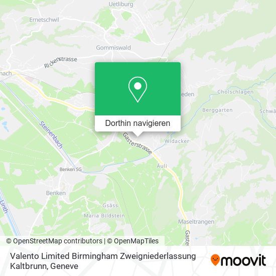 Valento Limited Birmingham Zweigniederlassung Kaltbrunn Karte