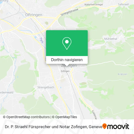 Dr. P. Straehl Fürsprecher und Notar Zofingen Karte
