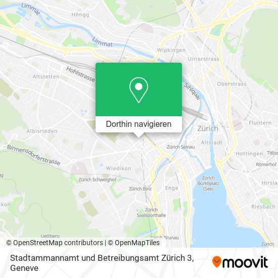 Stadtammannamt und Betreibungsamt Zürich 3 Karte