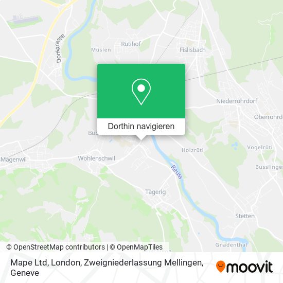 Mape Ltd, London, Zweigniederlassung Mellingen Karte