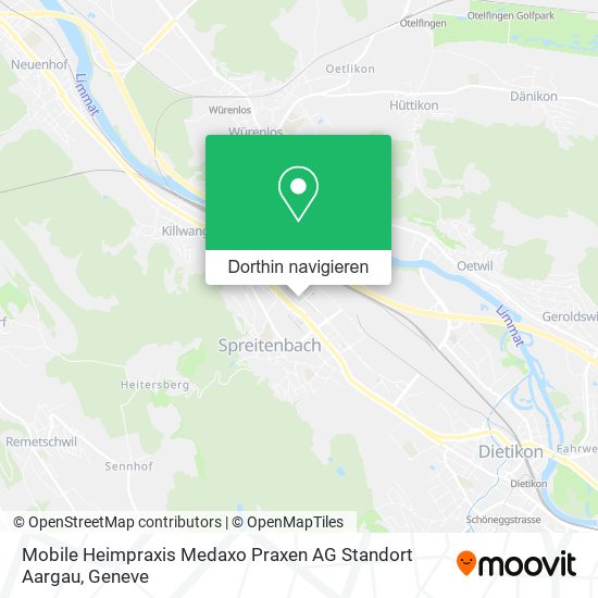 Mobile Heimpraxis Medaxo Praxen AG Standort Aargau Karte