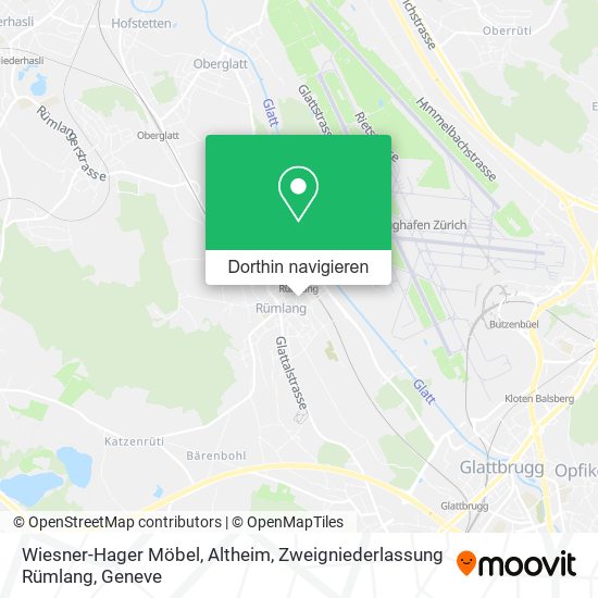 Wiesner-Hager Möbel, Altheim, Zweigniederlassung Rümlang Karte