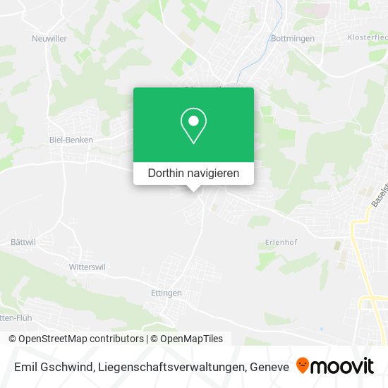 Emil Gschwind, Liegenschaftsverwaltungen Karte