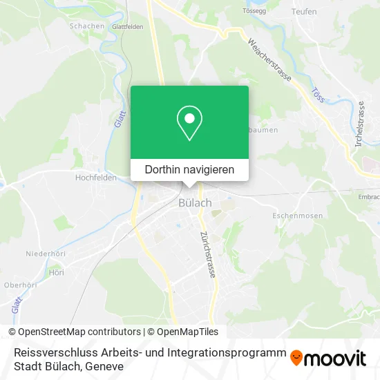 Reissverschluss Arbeits- und Integrationsprogramm Stadt Bülach Karte
