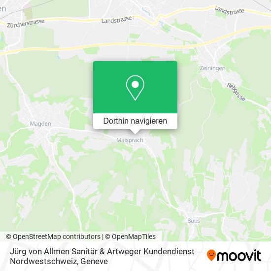Jürg von Allmen Sanitär & Artweger Kundendienst Nordwestschweiz Karte