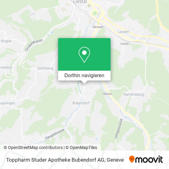 Toppharm Studer Apotheke Bubendorf AG Karte