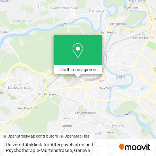 Universitätsklinik für Alterpsychiatrie und Psychotherapie-Murtenstrasse Karte