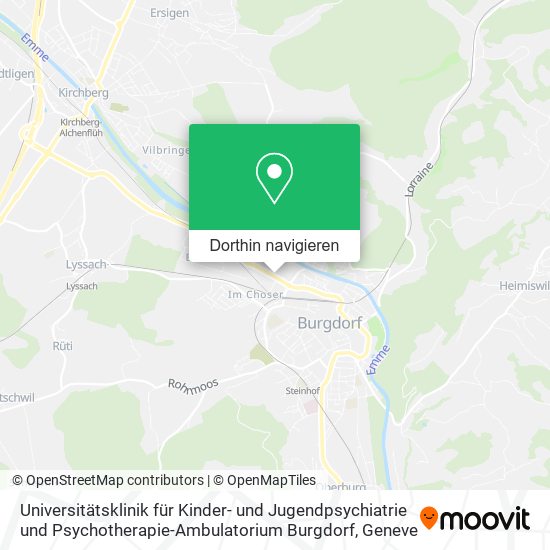 Universitätsklinik für Kinder- und Jugendpsychiatrie und Psychotherapie-Ambulatorium Burgdorf Karte