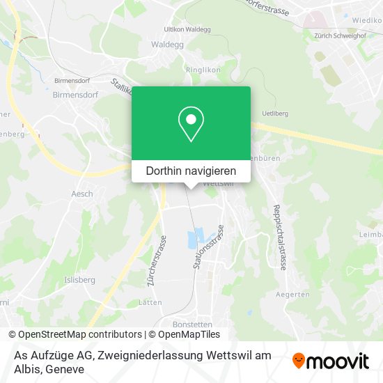 As Aufzüge AG, Zweigniederlassung Wettswil am Albis Karte
