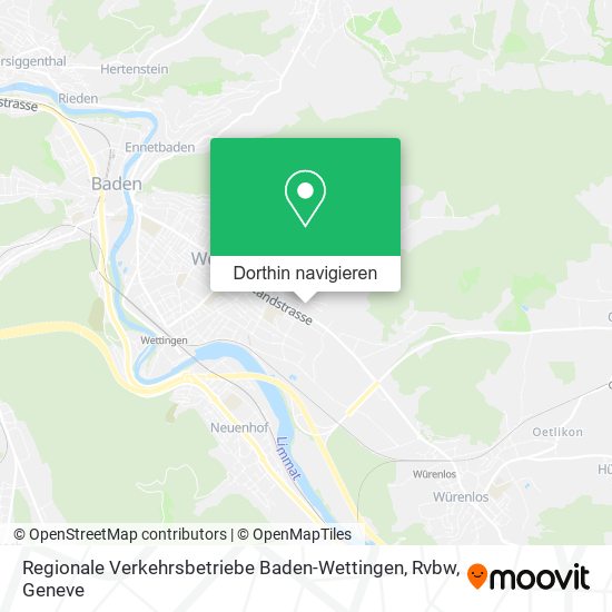 Regionale Verkehrsbetriebe Baden-Wettingen, Rvbw Karte