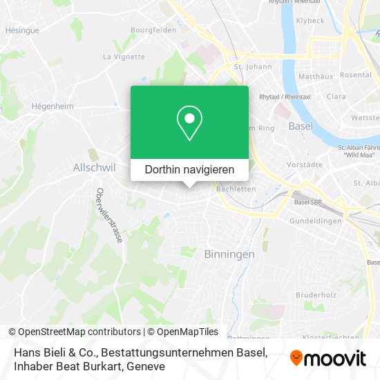 Hans Bieli & Co., Bestattungsunternehmen Basel, Inhaber Beat Burkart Karte