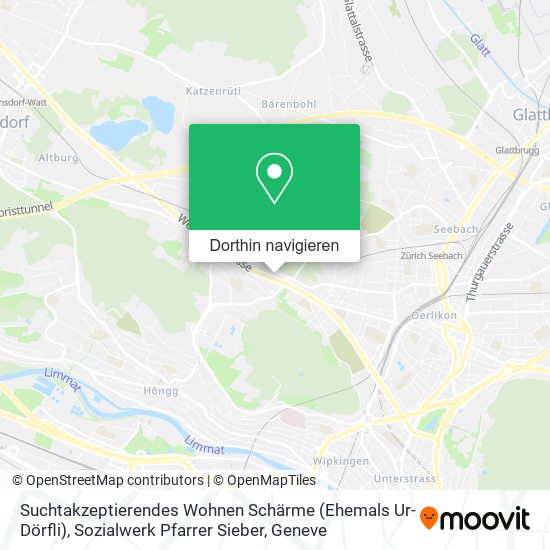 Suchtakzeptierendes Wohnen Schärme (Ehemals Ur-Dörfli), Sozialwerk Pfarrer Sieber Karte