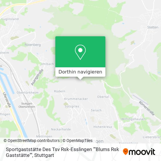 Sportgaststätte Des Tsv Rsk-Esslingen ""Blums Rsk Gaststätte"" Karte