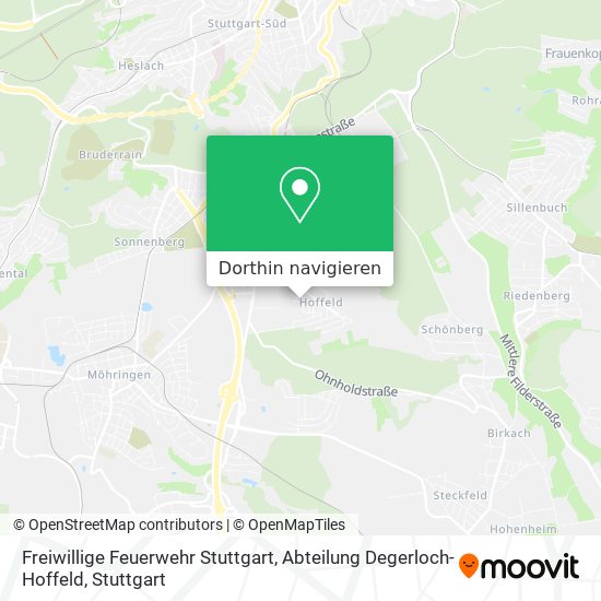 Freiwillige Feuerwehr Stuttgart, Abteilung Degerloch-Hoffeld Karte