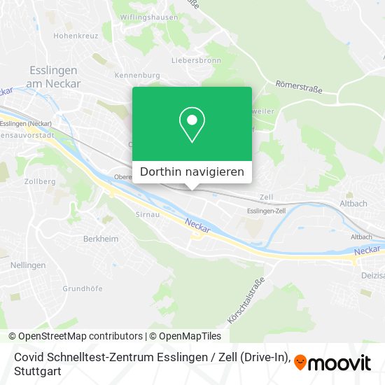 Covid Schnelltest-Zentrum Esslingen / Zell (Drive-In) Karte