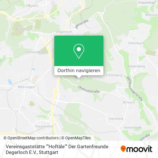 Vereinsgaststätte ""Hoftäle"" Der Gartenfreunde Degerloch E.V. Karte
