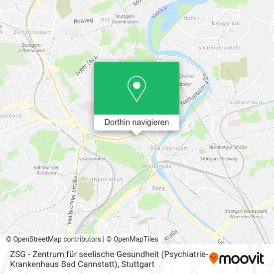ZSG - Zentrum für seelische Gesundheit (Psychiatrie-Krankenhaus Bad Cannstatt) Karte
