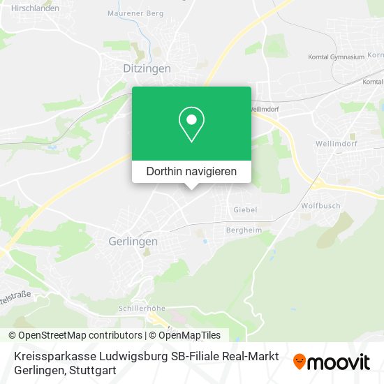 Kreissparkasse Ludwigsburg SB-Filiale Real-Markt Gerlingen Karte