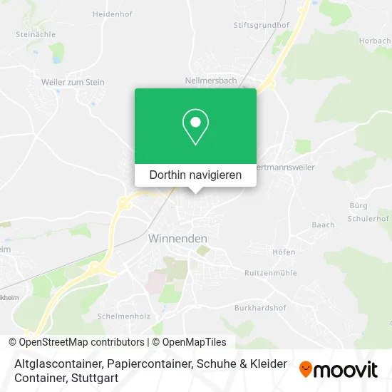 Altglascontainer, Papiercontainer, Schuhe & Kleider Container Karte