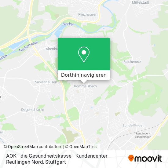 AOK - die Gesundheitskasse - Kundencenter Reutlingen Nord Karte