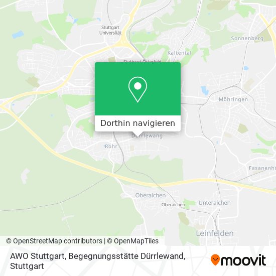 AWO Stuttgart, Begegnungsstätte Dürrlewand Karte