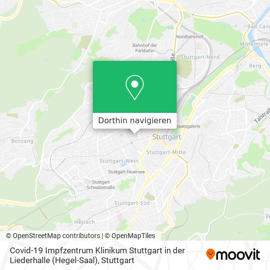 Covid-19 Impfzentrum Klinikum Stuttgart in der Liederhalle (Hegel-Saal) Karte