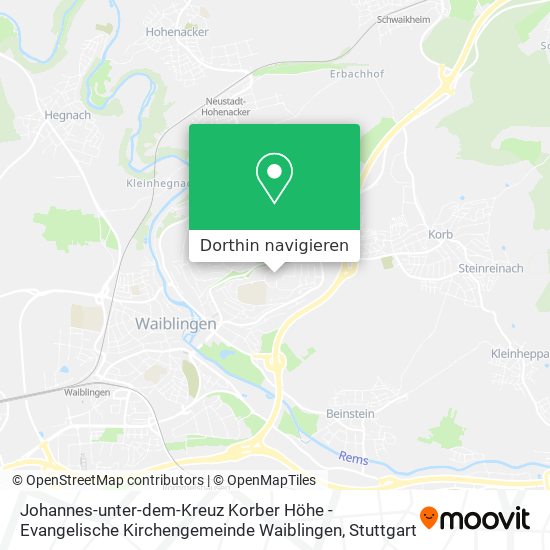 Johannes-unter-dem-Kreuz Korber Höhe - Evangelische Kirchengemeinde Waiblingen Karte
