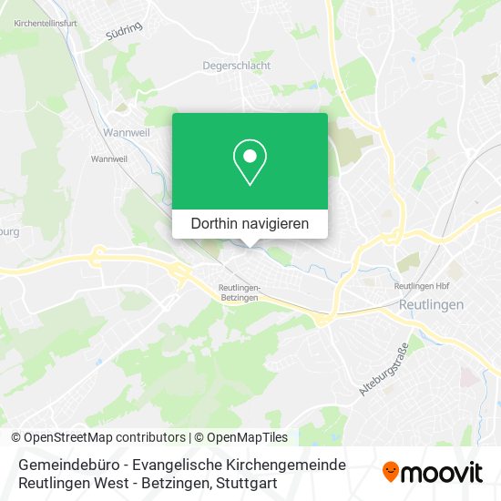 Gemeindebüro - Evangelische Kirchengemeinde Reutlingen West - Betzingen Karte