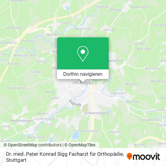 Dr. med. Peter Konrad Sigg Facharzt für Orthopädie Karte