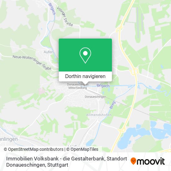 Immobilien Volksbank - die Gestalterbank, Standort Donaueschingen Karte