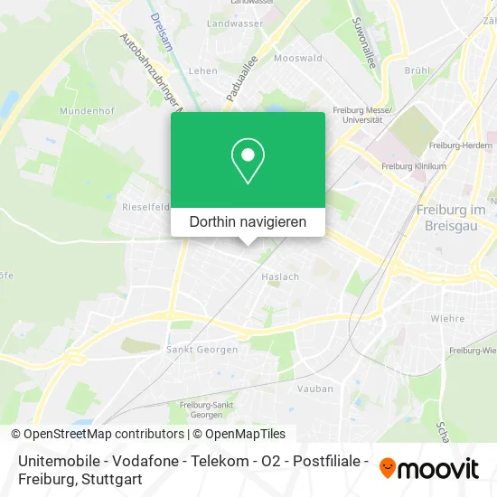 Unitemobile - Vodafone - Telekom - O2 - Postfiliale - Freiburg Karte