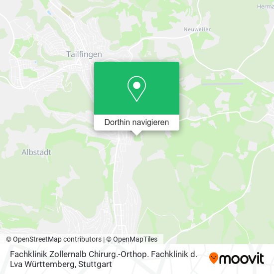 Fachklinik Zollernalb Chirurg.-Orthop. Fachklinik d. Lva Württemberg Karte