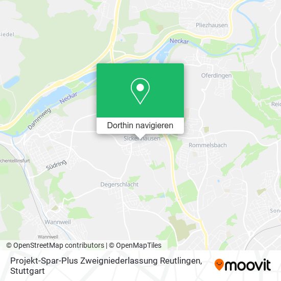Projekt-Spar-Plus Zweigniederlassung Reutlingen Karte
