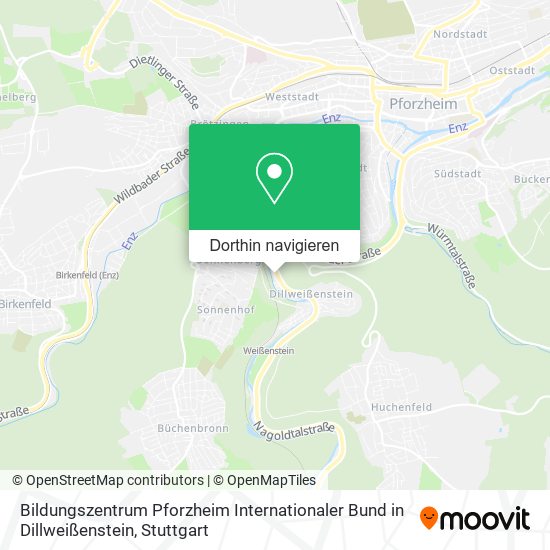 Bildungszentrum Pforzheim Internationaler Bund in Dillweißenstein Karte