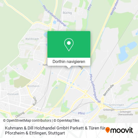 Kuhmann & Dill Holzhandel GmbH Parkett & Türen für Pforzheim & Ettlingen Karte