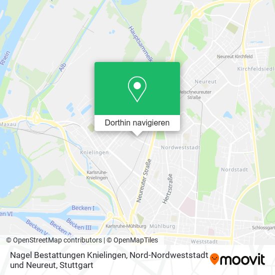 Nagel Bestattungen Knielingen, Nord-Nordweststadt und Neureut Karte
