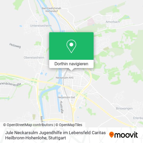 Jule Neckarsulm Jugendhilfe im Lebensfeld Caritas Heilbronn-Hohenlohe Karte