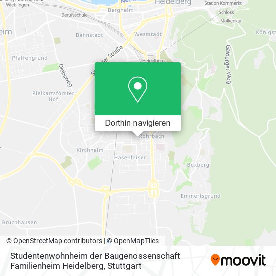 Studentenwohnheim der Baugenossenschaft Familienheim Heidelberg Karte