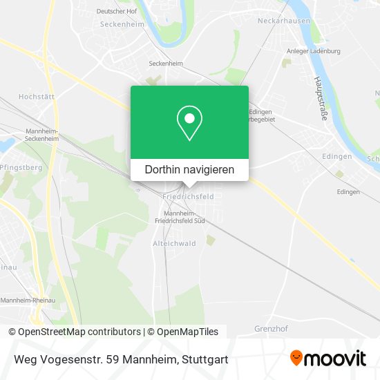 Weg Vogesenstr. 59 Mannheim Karte