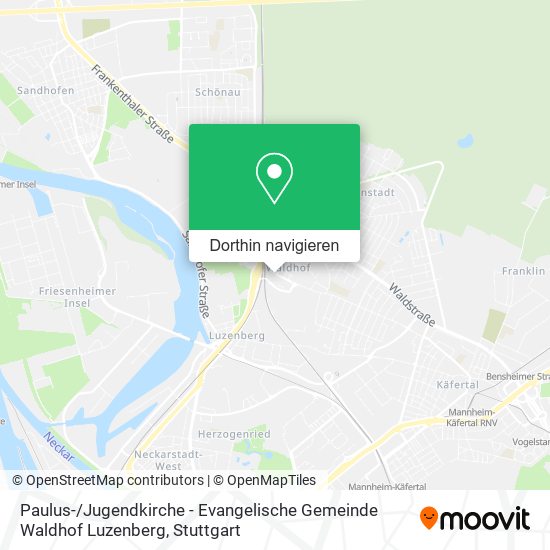 Paulus- / Jugendkirche - Evangelische Gemeinde Waldhof Luzenberg Karte