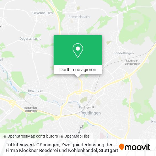 Tuffsteinwerk Gönningen, Zweigniederlassung der Firma Klöckner Reederei und Kohlenhandel Karte