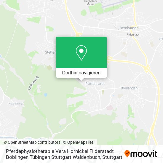 Pferdephysiotherapie Vera Hornickel Filderstadt Böblingen Tübingen Stuttgart Waldenbuch Karte