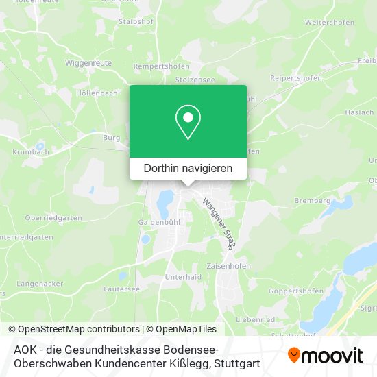 AOK - die Gesundheitskasse Bodensee-Oberschwaben Kundencenter Kißlegg Karte