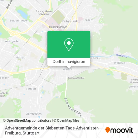 Adventgemeinde der Siebenten-Tags-Adventisten Freiburg Karte